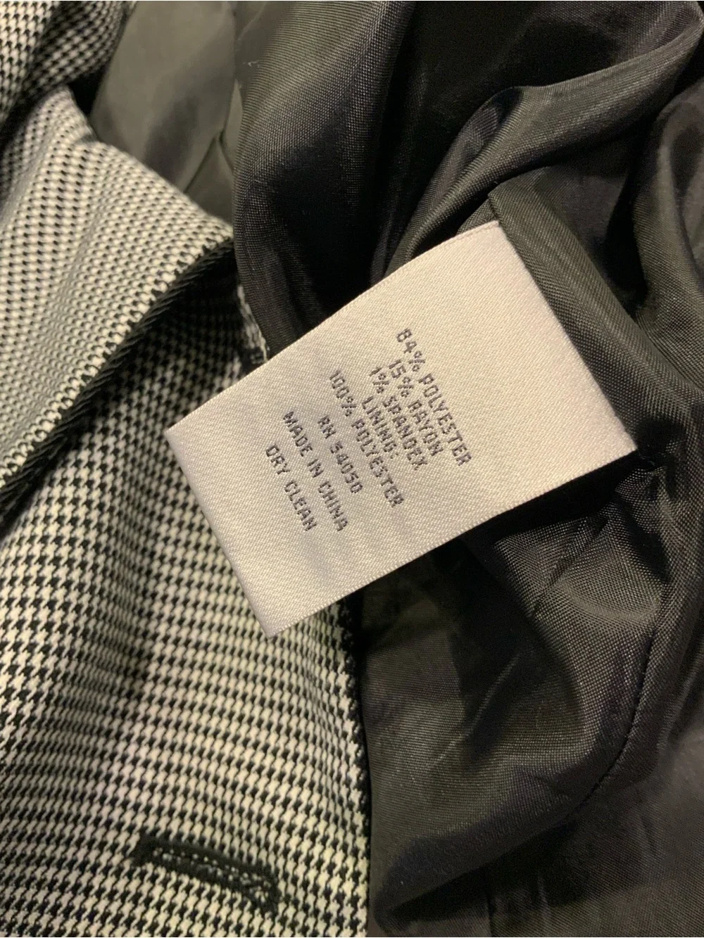 Jones New York Black and White Checked Peplum Blazer